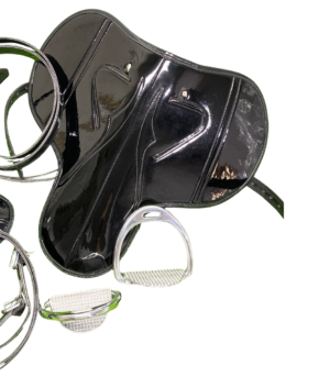 Black Racing Saddle with Stirrups & Straps | Jock Gears